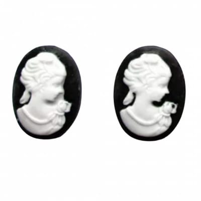 Clip oorbellen -zwart-wit -camee ovaal- geen gaatje- Charme Bijoux