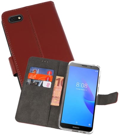 Booktype Telefoonhoesjes - Bookcase Hoesje - Wallet Case - Geschikt voor Huawei Y5 Lite 2018 - Bruin