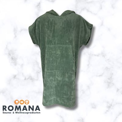 Romana Products Unisex Poncho - Badponcho - Surfponcho - Modieuze Poncho Velvet - Saliegroen - Maat L/XL