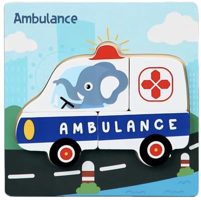 Babycure kids Puzzel | Ambulance | 4 stukjes | Kinder puzzeltje | Leuk om te geven | Leerzaam voor kinderen
