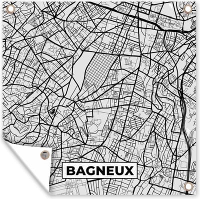 Tuin poster Stadskaart - Frankrijk - Kaart - Bagneux - Plattegrond - 200x200 cm - Tuindoek