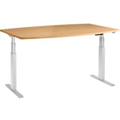 Schäfer Shop  Select Vergadertafel ERGO-T, T-poot, bootvorm, tweetraps elektr. in hoogte verstelbaar, B 2000 x H 645-1305 mm, beuken