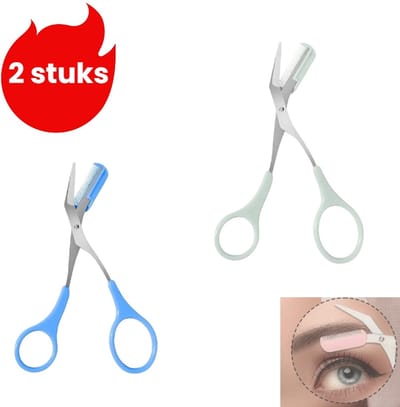 2-delige set - Wenkbrauwschaar - Wenkbrauwtrimmer met kam - Wenkbrauwschaar - Wenkbrauwtrimmer - Wenkbrauwtools - Blauw*1 - Groen*1