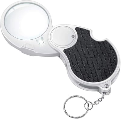 Licht vergrootglas, verlicht vergrootglas, 5x draagtas, klein verlicht, opvouwbaar, handmatig verlicht vergrootglas, Geschikt voor het lezen van munten, hobby reizen - slippers met een diameter van 45 mm
