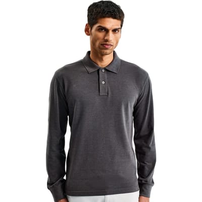 Asquith & Fox Heren Klassieke Pasvorm Poloshirt met lange mouwen (Houtskool)