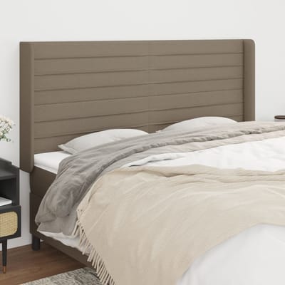 vidaXL - Hoofdbord - met - randen - 183x16x118/128 - cm - stof - taupe