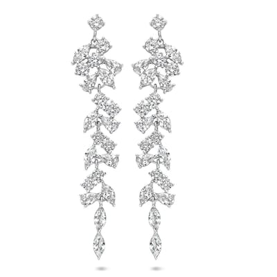 Zilver gerhodineerd oorhangers zirkonia 60 mm - 1340671