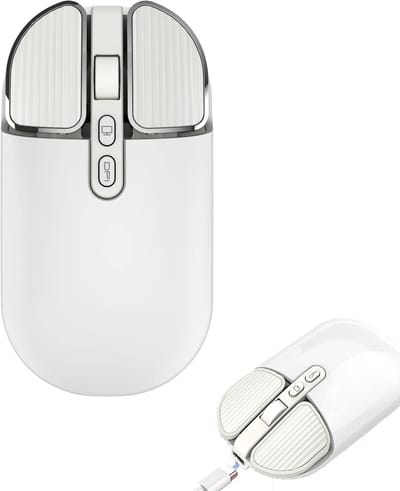 KZQ Draadloze Bluetooth muis met USB-ontvanger - Stille knoppen en energiebesparing - 2400DPI optisch voor laptop en tablet - Wit
