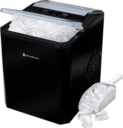 KitchenBrothers - 1L - Ijsblokjesmachine - 12kg/24 uur - BPA-vrij - IJsblokjesmaker - Zelfreinigingsfunctie - Easy Clean - IJsklontjes maker - Zwart