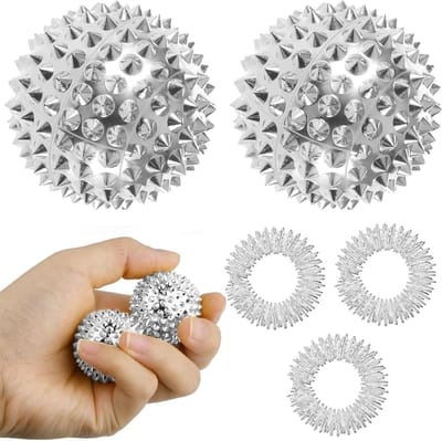 Massageballen met noppen en 3 magnetische fidget-ringen voor acupressuur en stressverlichting bij volwassenen