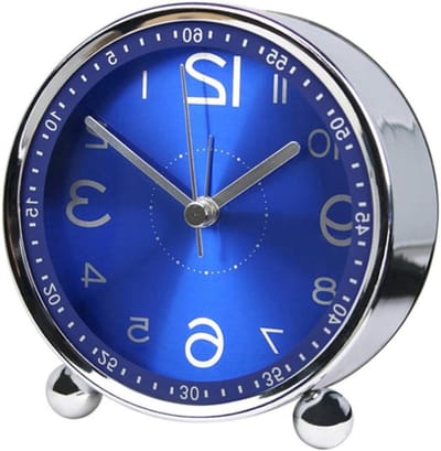Retro Stille Metalen Alarmklok van 4 Inch - Elektronische Mechanische Wekkers voor Thuis en Reizen met Batterijvoeding (Blauw)