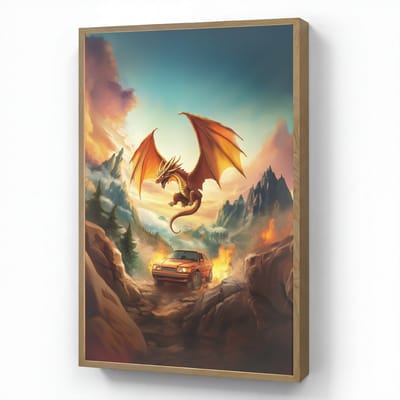 Wandlamp 60x90 cm - Oplaadbaar - Draak - Auto - Bergen - Vuur - Wandlampen binnen woonkamer - Slaapkamer lamp - Decoratieve nachtlamp - Vloerlamp draadloos