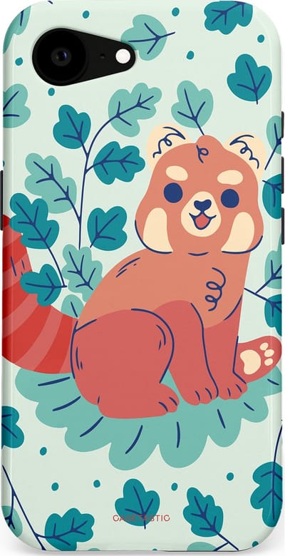 Casetastic Hoesje Geschikt voor Apple iPhone 16e Magsafe - Stijlvolle Beschermende Duo-layer Case - Rode panda tuin