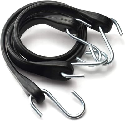 Rubberen Spanband - Elastisch Koord - Bagage Zekeren - Met S-Haken - 2 stuks 53 cm - Zwart