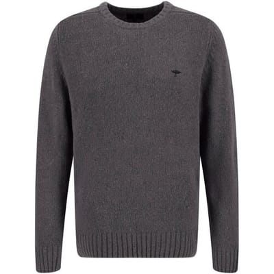 Fynch-Hatton Trui O-Neck Merino Wool Blend Donegal Look Steel / male