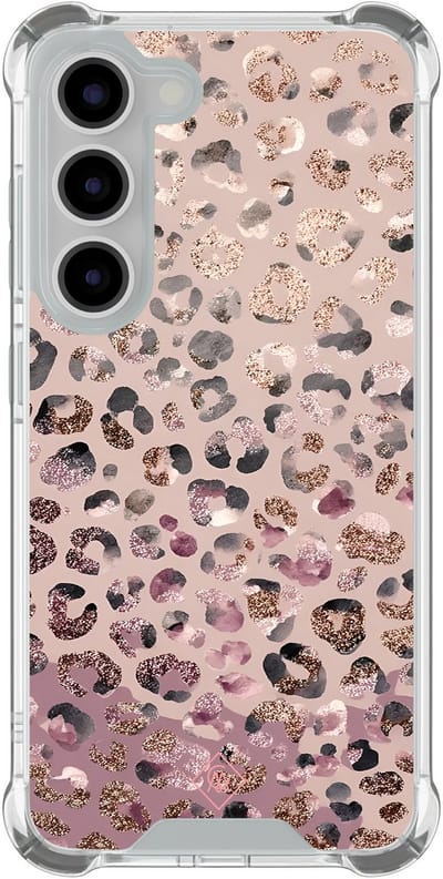 Casimoda® hoesje - Geschikt voor Samsung Galaxy S23 - Rosé Leopard - Shockproof case - Extra sterk - TPU/polycarbonaat - Bruin/beige, Transparant
