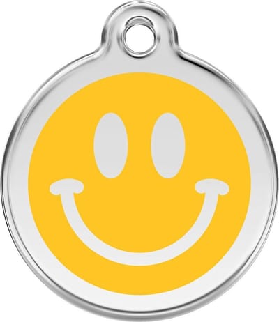 Red Dingo hondenpenning 30 mm smiley geel