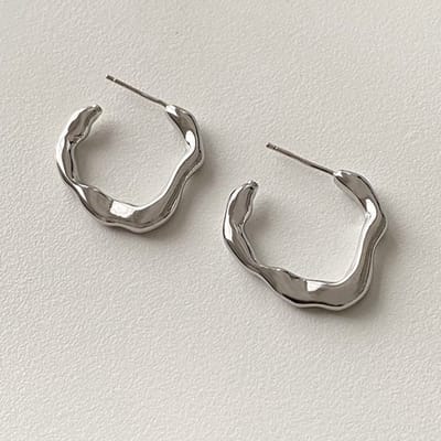 Gading® dames oorringen-zilverkleurig-onregelmatige vorm oorbellen- 20mm-25mm-zilver 925