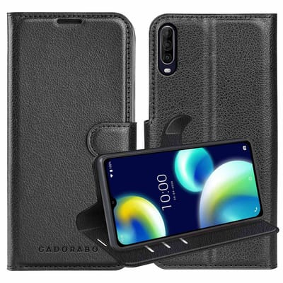 Cadorabo Hoesje geschikt voor WIKO VIEW 4 LITE in PHANTOM ZWART - Beschermhoes met magnetische sluiting, standfunctie en kaartvakje Book Case Cover Etui