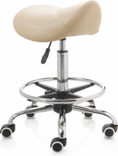 ZenGrowth ergonomische zadelkruk met hoge gasveer beige - Kapperskruk op zachte wielen – Met voetring – Zadelstoel - In hoogte verstelbaar