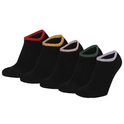 Sneakersokken meisjes - Glitter lurex - 5-Pak - Zwart / 35/38