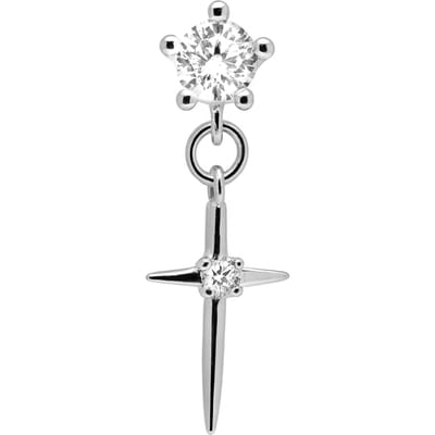 Luxenter Piercing met glanzende zirkonia, afgewerkt in 925 sterling zilver - Patraz