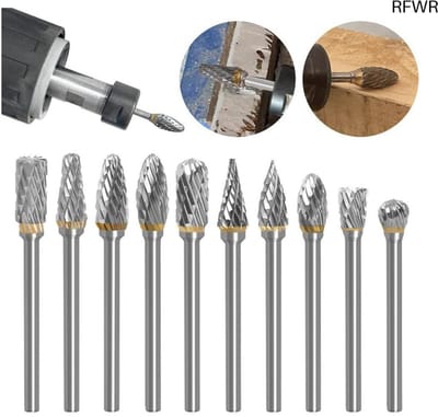 RFWR® Rotatiefreesset - 10 stuks snijgereedschap voor houtbewerking en gravure