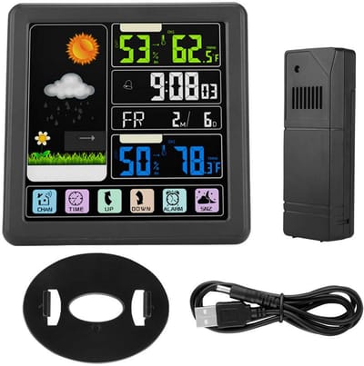 Weerstation met Kleurendisplay - Weersvoorspeller Klok - Binnen en Buiten Meten - Draadloze Buiten Sensor