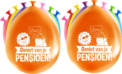 Paperdreams Ballonnen pensioen - Geniet van je pensioen - 16x st - gekleurd - ca 30 cm - latex - feestballonnen - versiering