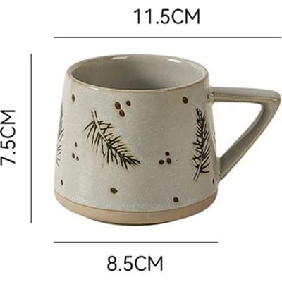 Kerstcadeau Retro Keramische Mok Hittebestendige handgreep Koffiekop Eland Handgemaakt Sap Melk Kop Voor Thuis Kantoor Waterkop Theekop 300ML gray