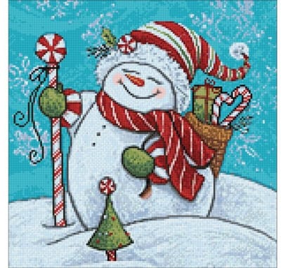 Wizardi Diamond Painting Kit Snowman with Gifts WD2444