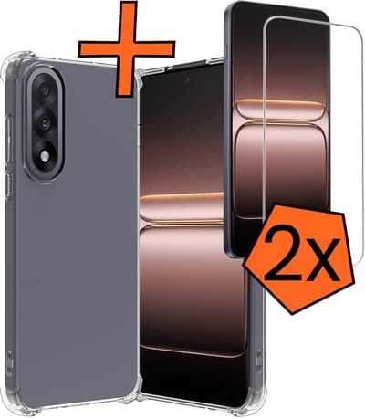 Hoes - Met Screenprotector - 2 Stuks - Geschikt voor OnePlus Nord 5 - Sterk & Shockproof - Siliconen Case - Back Cover - Telefoon Hoes - Shock Proof - Transparant