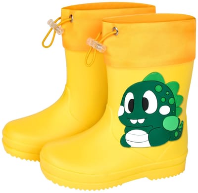 Aomig Kinder regenlaarzen van rubber, antislip regenschoenen, verstelbare trekkoord, lichtgewicht en comfortabele all-weather regenlaarzen voor jongens en meisjes om in de regen te lopen, 22/23 EU