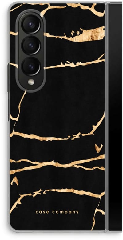 Case Company® - Hoesje geschikt voor Samsung Galaxy Z Fold4 hoesje - Gouden marmer - Soft Cover Telefoonhoesje - Bescherming aan alle Kanten en Schermrand