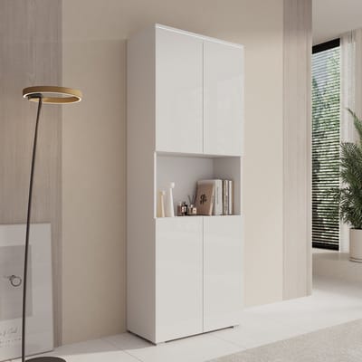 Meubella - Verity - Boekenkast met LED - Wit - 68x33x182 cm