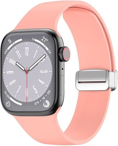 By Qubix - Geschikt voor Apple Watch bandje - Siliconen bandje - Folding Buckle - Roze - Geschikt voor Apple Watch 44mm / 45mm / 46mm / 49mm (Ultra 1,2 en 3) - siliconen sport bandje - smartwatchbandje