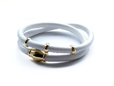 NIEUW! Jolla - dames wikkelarmband - zilver - goudkleurig - leer - magneetsluiting - bedels - Basic Gold - Wit