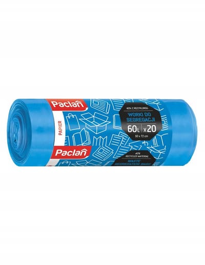 Paclan - Vuilniszakken - 60l - 20 stuks - Blauw - Voor Papierafval