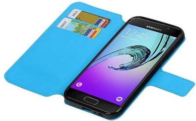Cross Pattern TPU Bookstyle Hoesje - Wallet Case Telefoonhoesje - Geschikt voor Samsung Galaxy A3 (2017) Blauw