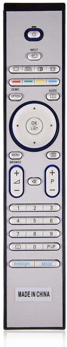 Allecto - Vervangende TV Afstandsbediening - Duurzaam - Zilver - 10 Meter Bereik - Geschikt voor Philips TV - Geschikt voor RC4401, RC4404 en meer