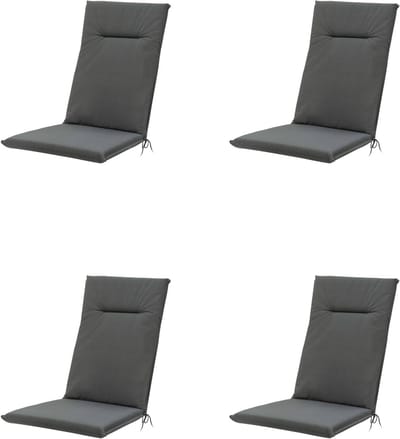 Madison - Tuinkussens - Hoge Rug - 4 st - Eco Pearl Grey - 123x50cm - Grijs - Met lint