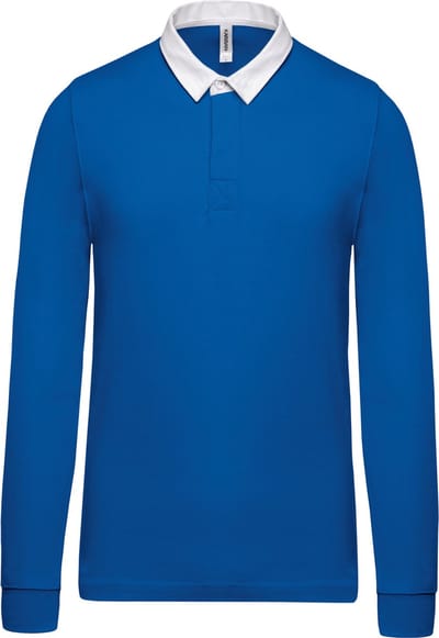 Sportieve rugbypolo met lange mouwen Light Royal Blue/White - XS
