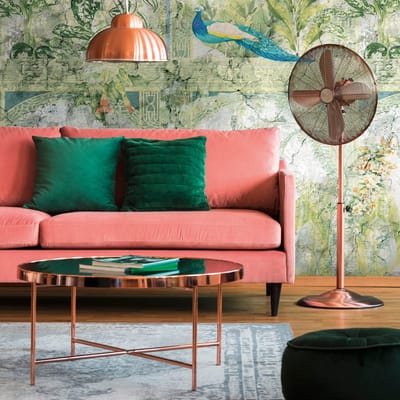 Fotobehang Profhome 393321-GU vliesbehang hardvinyl warmdruk in reliëf glad met bloemmotief mat groen blauw grijs 1,59 m x 2,8 m