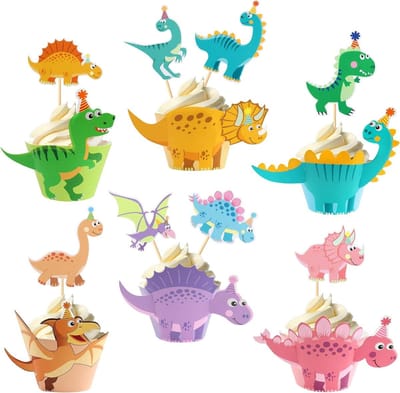 Solidchoice - Dino Themed Taartdecoratie met Cupcake Toppers en Wrapper