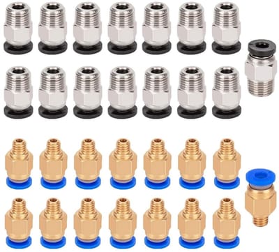 Dailygoody - 3D-printer Bandenconnectorset - Snelkoppeling en Rechte Koppeling - 30 stuks - PC4-M6 en PC4-M10 - Voor 3D-printers en accessoires
