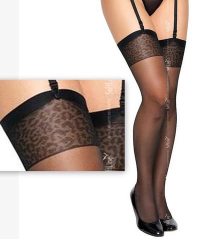 Softline Collection -pantermotief jarretelkousen- zwart M