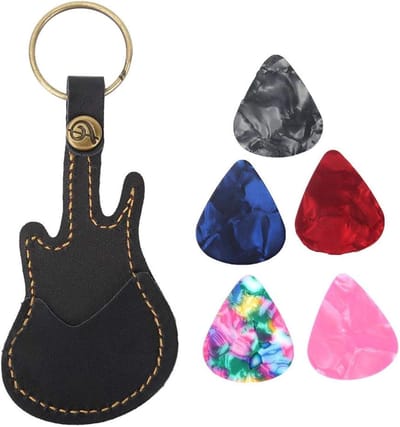 Leren plectrumtas voor gitaar, comfortabele en handige ophangtas voor plectra, ideaal voor muzikanten