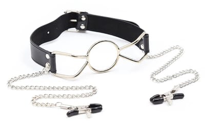 Smart Moves - Ring Gag met Tepelklemmen