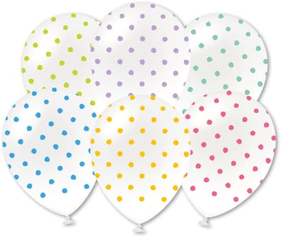 Q2P - Confetti Ballon - Vrolijke Stippen - Verjaardag Versiering - Decoratie - Feest - Helium Ballonnen - 6 Stuks