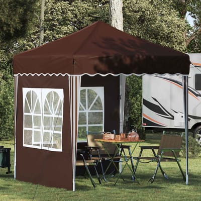 vidaXL - Pop-up - Feesttent - 195 - x - 195 - x - 245 - cm - Bruin - Oxford - Stof
